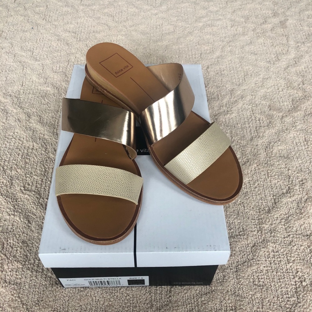 Dolce Vita Gold Slides 7.5